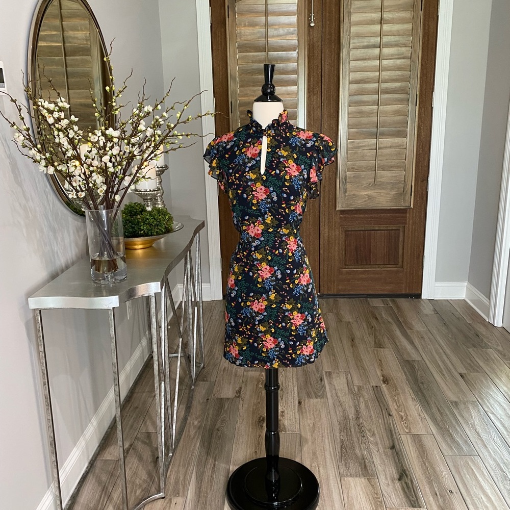 Madewell No.6 Black Floral Sheath Dress Size 4 - Picture 2 of 6